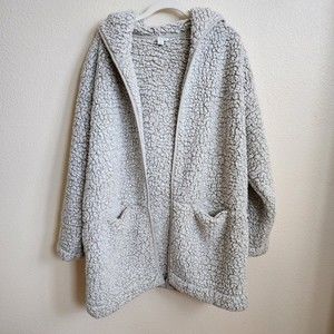 AEO American Eagle Sherpa Teddy Plush Open Front Jacket Cardigan Size L/XL